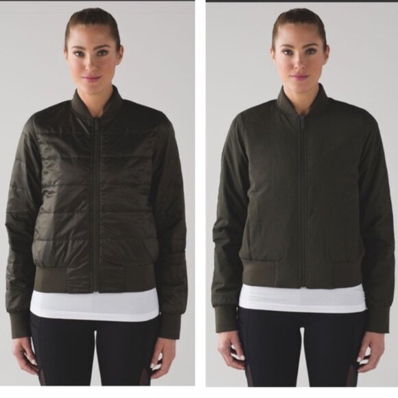 Lululemon Non-Stop Bomber Reversible Jacket Puffer Zipper Pockets Minimalist 8 - Picture 1 of 16